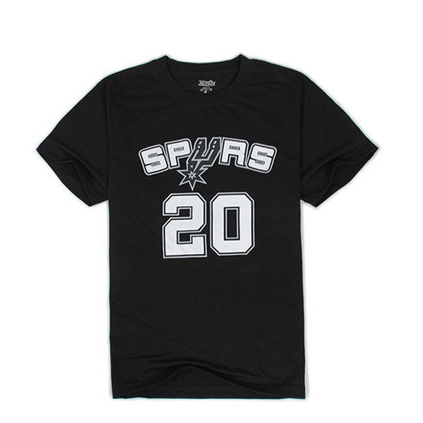 Men's  San Antonio Spurs #20 Manu Ginobili Black T-shirt